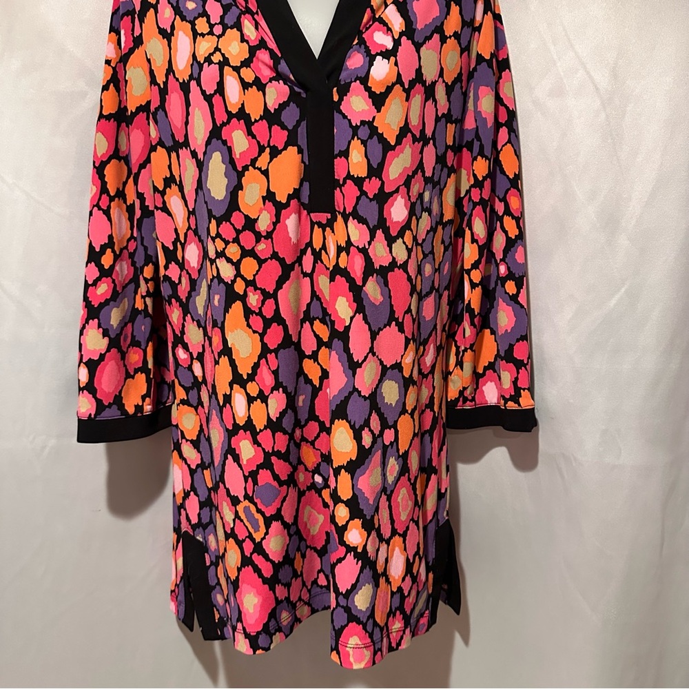 Vibrant Multicolor Women's Tunic Top Ikat Print Boho Chic Size S - Picture 2 of 7